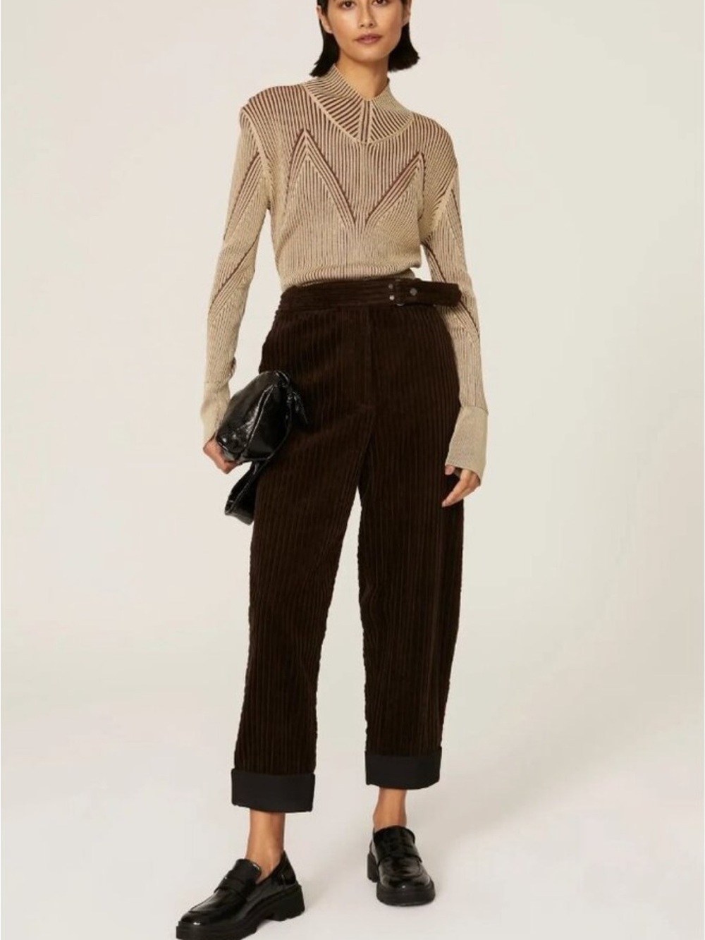 Phillip Lim Classic High-Waist Corduroy Pants in Dark Brown